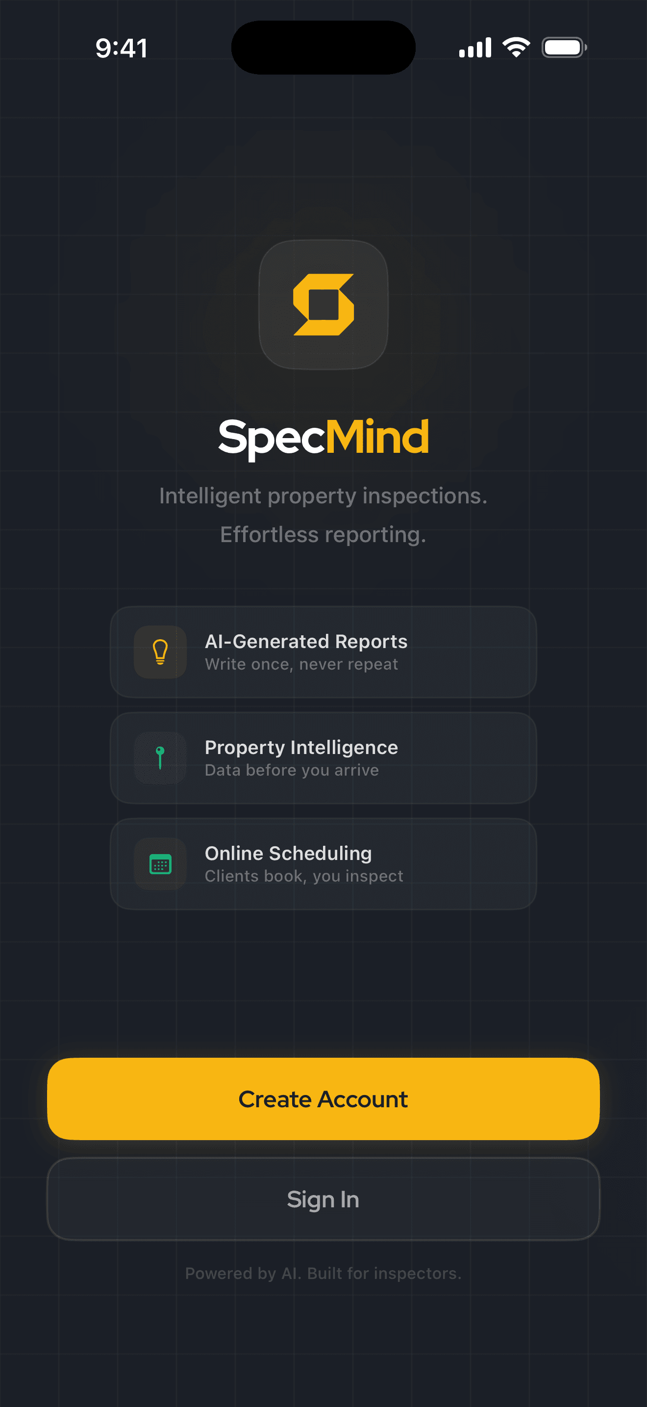 SpecMind app running on iPhone